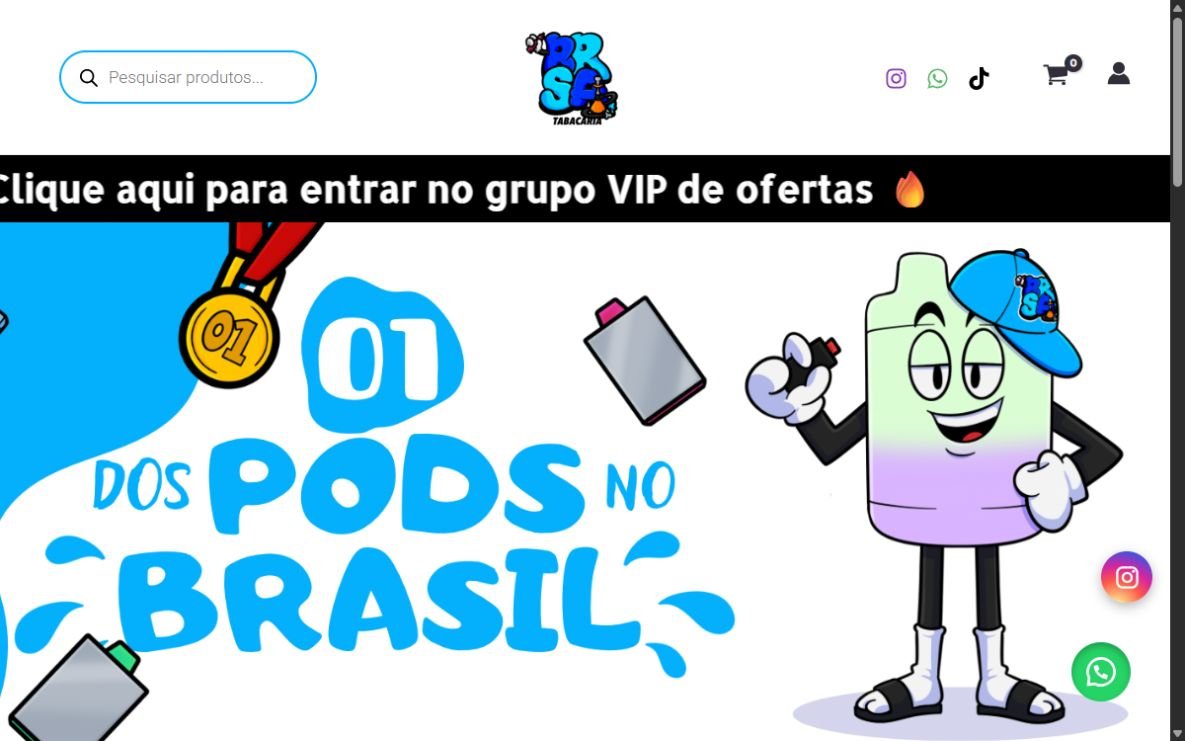 Página inicial da BRSA Tabacaria